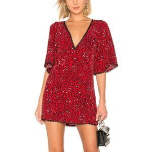 Lovers and Friends Women's Size XS Red Sahara Cheetah Print Jason Mini Dress NWT